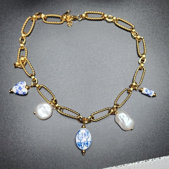 Portofino Blue Gold Charms Necklace - Picture 5 of 7